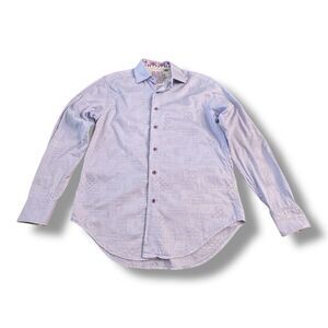 Robert Graham Tailored Fit Cotton Purple Long Sleeve Button Front Shirt Men’s S